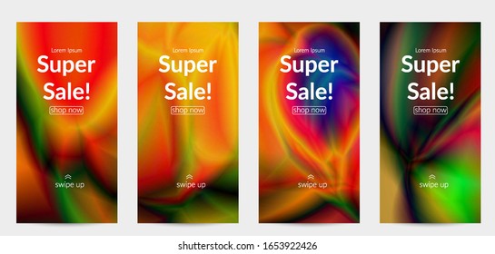 Abstract smooth gradient colors shiny flare moving effect. Northern lights vector background. Glowing hologram texture futuristic outer space energy flow creates psychedelic pattern.