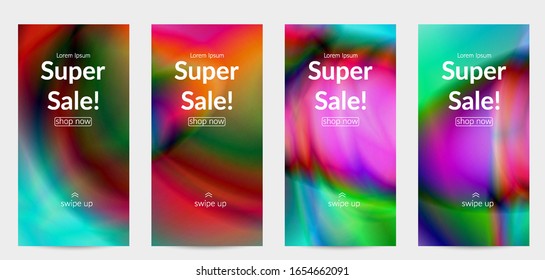 Abstract smooth gradient colors shiny flare moving effect. Northern lights vector background. Glowing hologram texture futuristic outer space energy flow creates psychedelic pattern.