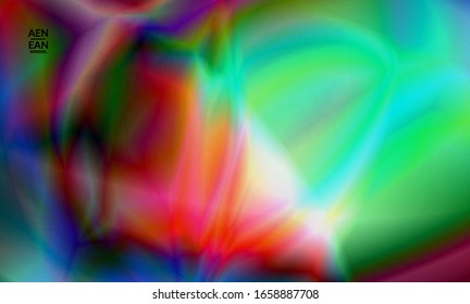 Abstract smooth gradient colors shiny flare moving effect. Northern lights vector background. Glowing hologram texture futuristic outer space energy flow creates psychedelic pattern.