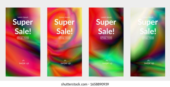 Abstract smooth gradient colors shiny flare moving effect. Northern lights vector background. Glowing hologram texture futuristic outer space energy flow creates psychedelic pattern.