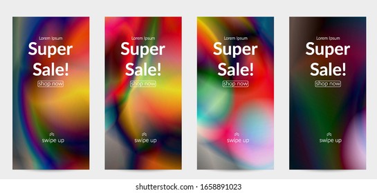 Abstract smooth gradient colors shiny flare moving effect. Northern lights vector background. Glowing hologram texture futuristic outer space energy flow creates psychedelic pattern.