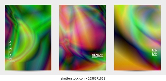 Abstract smooth gradient colors shiny flare moving effect. Northern lights vector background. Glowing hologram texture futuristic outer space energy flow creates psychedelic pattern.