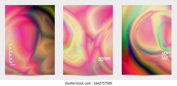 Abstract smooth gradient colors shiny flare moving effect. Northern lights vector background. Glowing hologram texture futuristic outer space energy flow creates psychedelic pattern.