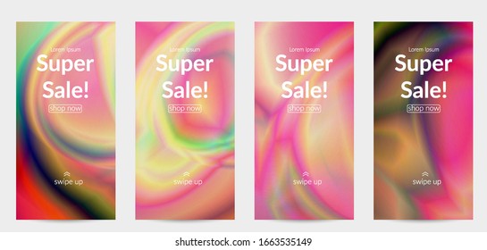 Abstract smooth gradient colors shiny flare moving effect. Northern lights vector background. Glowing hologram texture futuristic outer space energy flow creates psychedelic pattern.