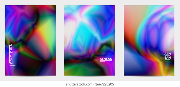 Abstract smooth gradient colors shiny flare moving effect. Northern lights vector background. Glowing hologram texture futuristic outer space energy flow creates psychedelic pattern.