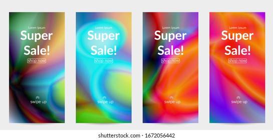 Abstract smooth gradient colors shiny flare moving effect. Northern lights vector background. Glowing hologram texture futuristic outer space energy flow creates psychedelic pattern.
