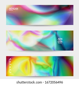 Abstract smooth gradient colors shiny flare moving effect. Northern lights vector background. Glowing hologram texture futuristic outer space energy flow creates psychedelic pattern.