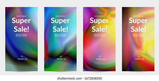 Abstract smooth gradient colors shiny flare moving effect. Northern lights vector background. Glowing hologram texture futuristic outer space energy flow creates psychedelic pattern.