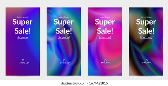 Abstract smooth gradient colors shiny flare moving effect. Northern lights vector background. Glowing hologram texture futuristic outer space energy flow creates psychedelic pattern.