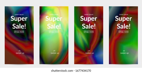 Abstract smooth gradient colors shiny flare moving effect. Northern lights vector background. Glowing hologram texture futuristic outer space energy flow creates psychedelic pattern.