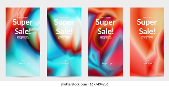 Abstract smooth gradient colors shiny flare moving effect. Northern lights vector background. Glowing hologram texture futuristic outer space energy flow creates psychedelic pattern.