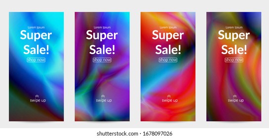 Abstract smooth gradient colors shiny flare moving effect. Northern lights vector background. Glowing hologram texture futuristic outer space energy flow creates psychedelic pattern.