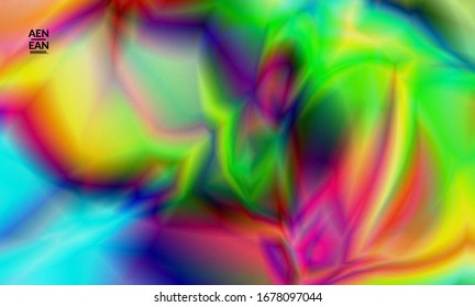 Abstract smooth gradient colors shiny flare moving effect. Northern lights vector background. Glowing hologram texture futuristic outer space energy flow creates psychedelic pattern.