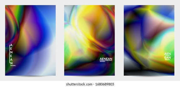 Abstract smooth gradient colors shiny flare moving effect. Northern lights vector background. Glowing hologram texture futuristic outer space energy flow creates psychedelic pattern.