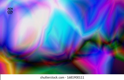 Abstract smooth gradient colors shiny flare moving effect. Northern lights vector background. Glowing hologram texture futuristic outer space energy flow creates psychedelic pattern.