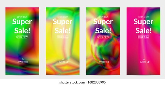 Abstract smooth gradient colors shiny flare moving effect. Northern lights vector background. Glowing hologram texture futuristic outer space energy flow creates psychedelic pattern.