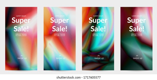 Abstract smooth gradient colors shiny flare moving effect. Northern lights vector background. Glowing hologram texture futuristic outer space energy flow creates psychedelic pattern.