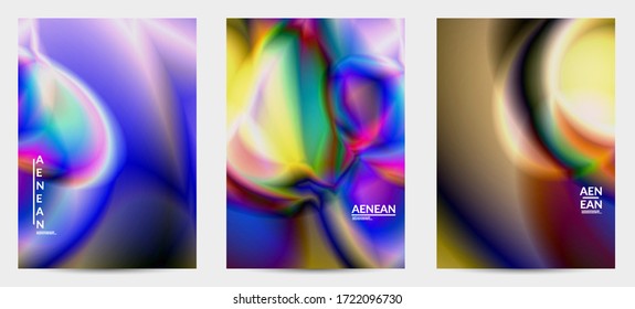 Abstract smooth gradient colors shiny flare moving effect. Northern lights vector background. Glowing hologram texture futuristic outer space energy flow creates psychedelic pattern.