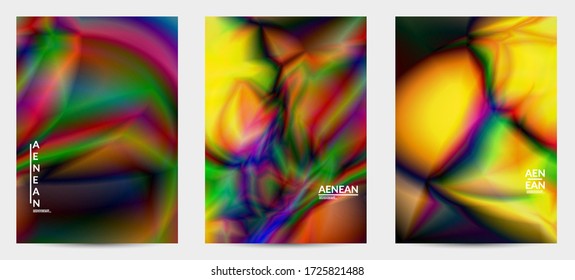 Abstract smooth gradient colors shiny flare moving effect. Northern lights vector background. Glowing hologram texture futuristic outer space energy flow creates psychedelic pattern.