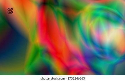 Resumen de los colores de gradiente liso efecto de movimiento de la bengala brillante. Fondo vectorial de las luces del norte. El flujo futurista de energía en el espacio ultraterrestre con textura holográfica brillante crea un patrón psicodélico.