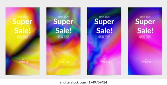 Abstract smooth gradient colors shiny flare moving effect. Northern lights vector background. Glowing hologram texture futuristic outer space energy flow creates psychedelic pattern.