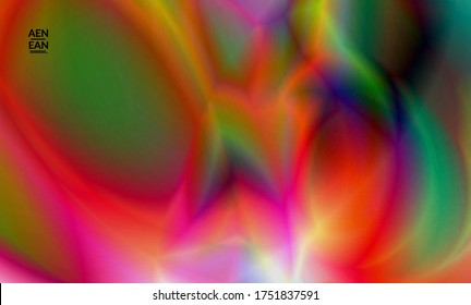 Abstract smooth gradient colors shiny flare moving effect. Northern lights vector background. Glowing hologram texture futuristic outer space energy flow creates psychedelic pattern.