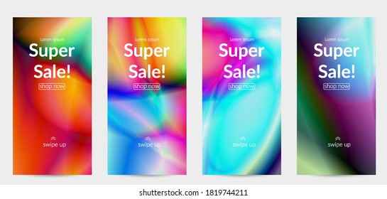 Abstract smooth gradient colors shiny flare moving effect. Northern lights vector background. Glowing hologram texture futuristic outer space energy flow creates psychedelic pattern.