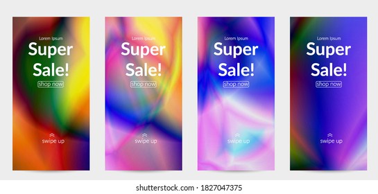 Abstract smooth gradient colors shiny flare moving effect. Northern lights vector background. Glowing hologram texture futuristic outer space energy flow creates psychedelic pattern.