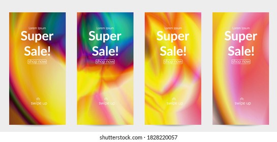 Abstract smooth gradient colors shiny flare moving effect. Northern lights vector background. Glowing hologram texture futuristic outer space energy flow creates psychedelic pattern.