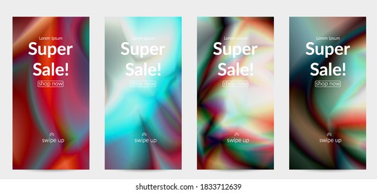 Abstract smooth gradient colors shiny flare moving effect. Northern lights vector background. Glowing hologram texture futuristic outer space energy flow creates psychedelic pattern.