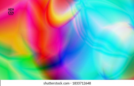 Abstract smooth gradient colors shiny flare moving effect. Northern lights vector background. Glowing hologram texture futuristic outer space energy flow creates psychedelic pattern.