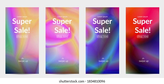 Abstract smooth gradient colors shiny flare moving effect. Northern lights vector background. Glowing hologram texture futuristic outer space energy flow creates psychedelic pattern.