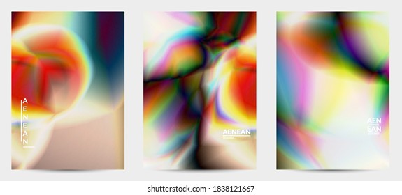 Abstract smooth gradient colors shiny flare moving effect. Northern lights vector background. Glowing hologram texture futuristic outer space energy flow creates psychedelic pattern.