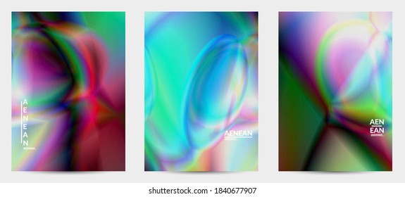 Abstract smooth gradient colors shiny flare moving effect. Northern lights vector background. Glowing hologram texture futuristic outer space energy flow creates psychedelic pattern.