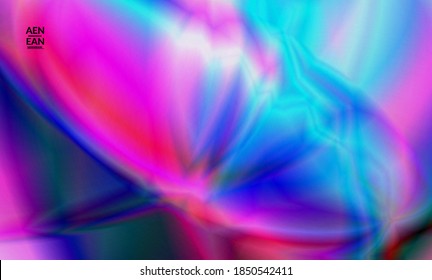 Abstract smooth gradient colors shiny flare moving effect. Northern lights vector background. Glowing hologram texture futuristic outer space energy flow creates psychedelic pattern.