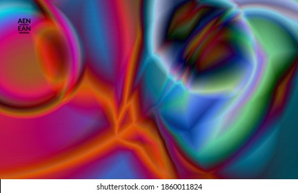 Abstract smooth gradient colors shiny flare moving effect. Northern lights vector background. Glowing hologram texture futuristic outer space energy flow creates psychedelic pattern.