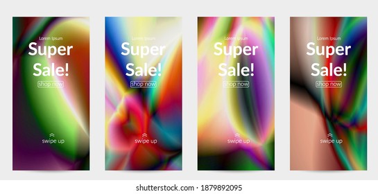 Abstract smooth gradient colors shiny flare moving effect. Northern lights vector background. Glowing hologram texture futuristic outer space energy flow creates psychedelic pattern.