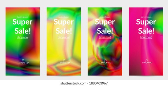 Abstract smooth gradient colors shiny flare moving effect. Northern lights vector background. Glowing hologram texture futuristic outer space energy flow creates psychedelic pattern.