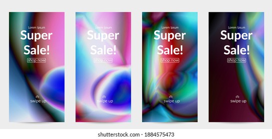 Abstract smooth gradient colors shiny flare moving effect. Northern lights vector background. Glowing hologram texture futuristic outer space energy flow creates psychedelic pattern.