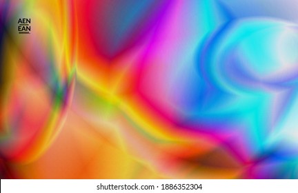 Abstract smooth gradient colors shiny flare moving effect. Northern lights vector background. Glowing hologram texture futuristic outer space energy flow creates psychedelic pattern.
