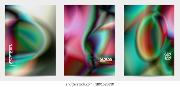 Abstract smooth gradient colors shiny flare moving effect. Northern lights vector background. Glowing hologram texture futuristic outer space energy flow creates psychedelic pattern.