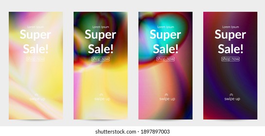 Abstract smooth gradient colors shiny flare moving effect. Northern lights vector background. Glowing hologram texture futuristic outer space energy flow creates psychedelic pattern.