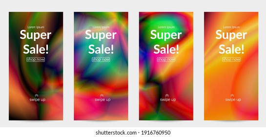 Abstract smooth gradient colors shiny flare moving effect. Northern lights vector background. Glowing hologram texture futuristic outer space energy flow creates psychedelic pattern.