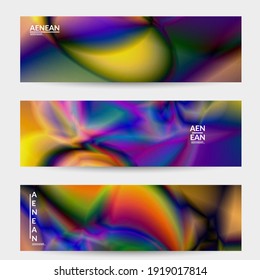 Abstract smooth gradient colors shiny flare moving effect. Northern lights vector background. Glowing hologram texture futuristic outer space energy flow creates psychedelic pattern.