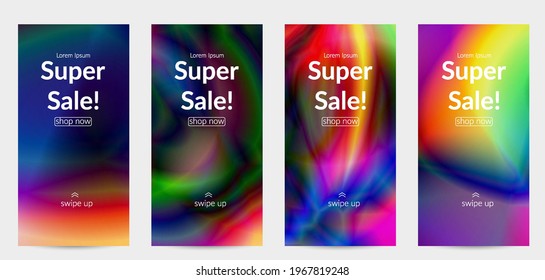 Abstract smooth gradient colors shiny flare moving effect. Northern lights vector background. Glowing hologram texture futuristic outer space energy flow creates psychedelic pattern.