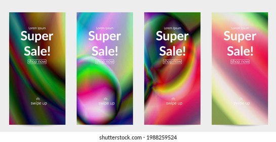 Abstract smooth gradient colors shiny flare moving effect. Northern lights vector background. Glowing hologram texture futuristic outer space energy flow creates psychedelic pattern.