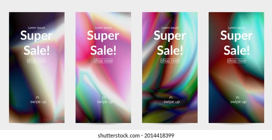 Abstract smooth gradient colors shiny flare moving effect. Northern lights vector background. Glowing hologram texture futuristic outer space energy flow creates psychedelic pattern.