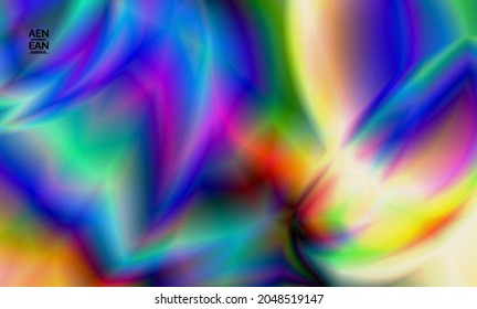 Abstract smooth gradient colors shiny flare moving effect. Northern lights vector background. Glowing hologram texture futuristic outer space energy flow creates psychedelic pattern.