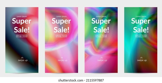 Abstract smooth gradient colors shiny flare moving effect. Northern lights vector background. Glowing hologram texture futuristic outer space energy flow creates psychedelic pattern.