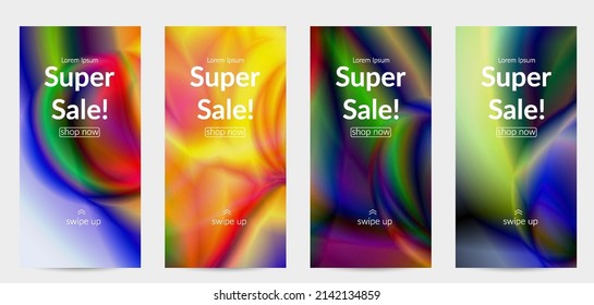 Abstract smooth gradient colors shiny flare moving effect. Northern lights vector background. Glowing hologram texture futuristic outer space energy flow creates psychedelic pattern.